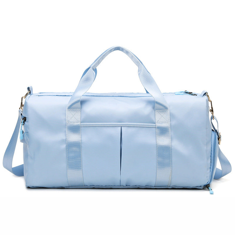 Beige Canvas Gym Duffel Bag - Sports Travel Bag with Shoe Compartment | Yoga Workout Weekender Tote for Women