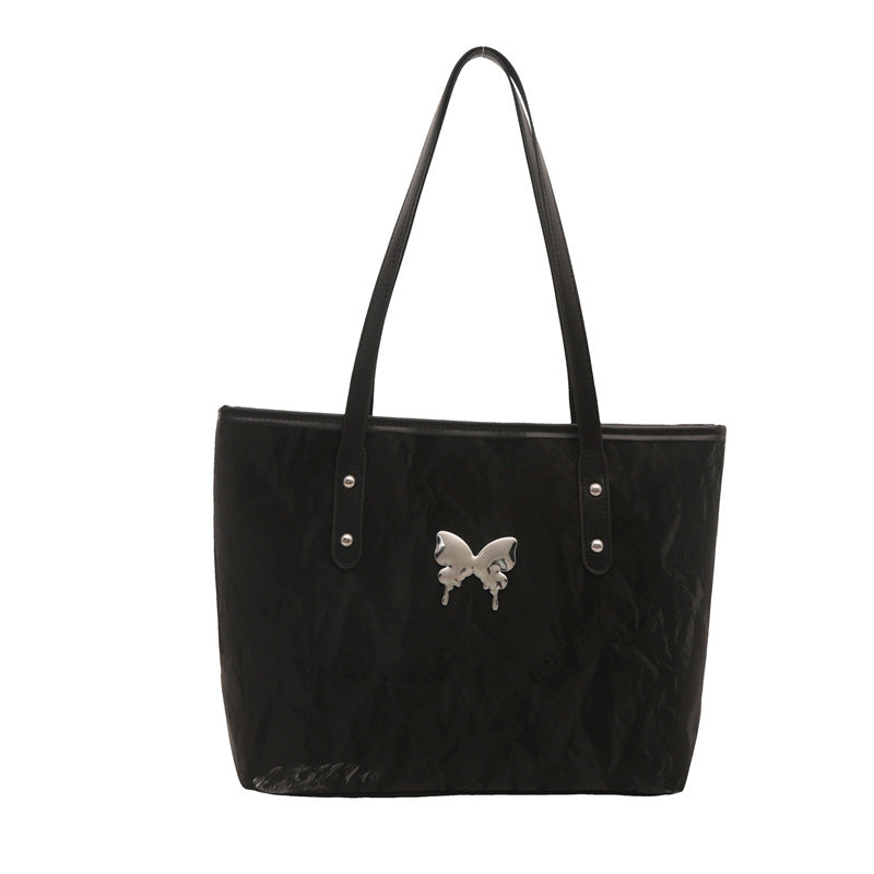 Pink Velvet Tote Bag with Butterfly Hardware - Soft Textured Shoulder Bag | Feminine Everyday Tote