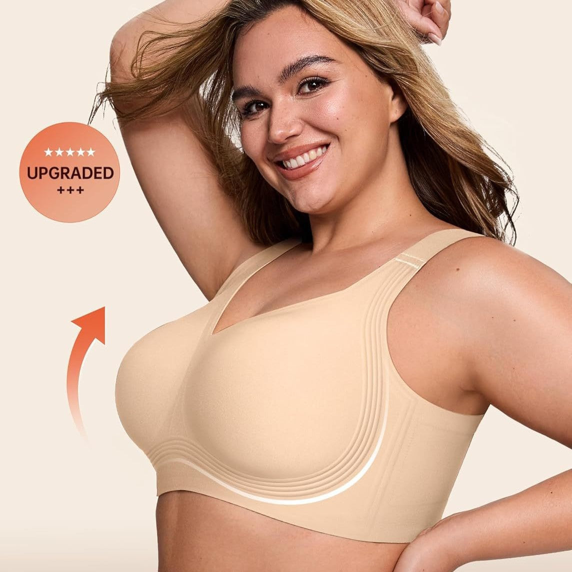 Full Coverage Wireless Bra Women | Seamless Molded Cup Wide Strap Comfort Bra | No Wire T-Shirt Bra Nude