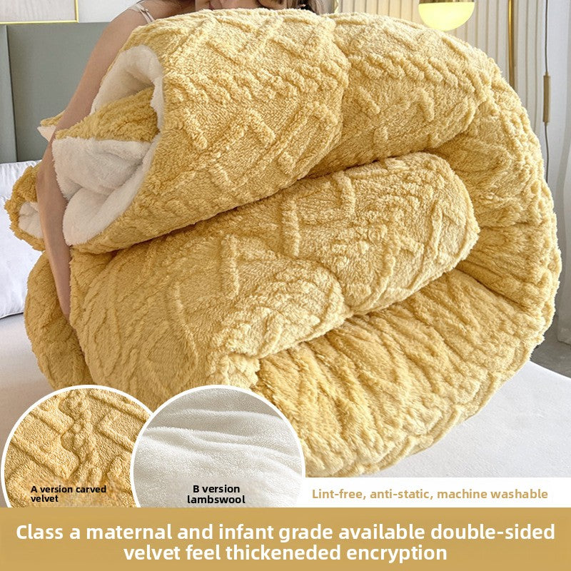 Double-Sided Fleece Blanket | Soft Taffeta & Thickened Lambswool Warm Throw Blanket for Bed & Sofa