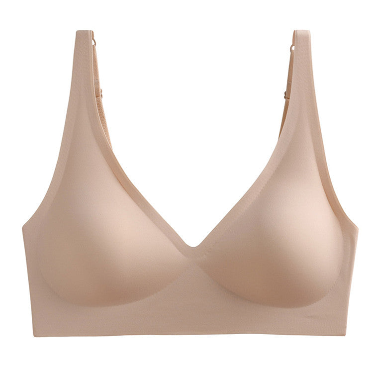 Jelly Glue W Support Wireless Bra | Seamless Deep V Push Up Bralette | No Wire Lift Comfort Bra for Women