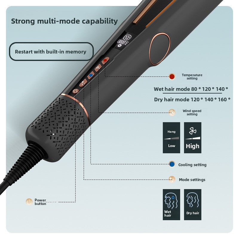 Haarglätter mit Luftstrom | Für nasses und trockenes Haar geeignet | Keine heißen Platten | Keine extreme Hitze | Haarglätter in Grau-Gold | Belüftete Basis | Ionen-Haarglätter mit Kabel | Inkl. Verpackung 