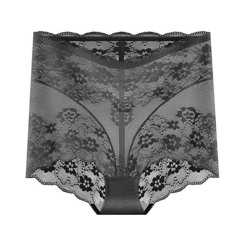 Black High Waist Floral Lace Panties for Women | Sheer Mesh Underwear | Sexy High Rise Briefs