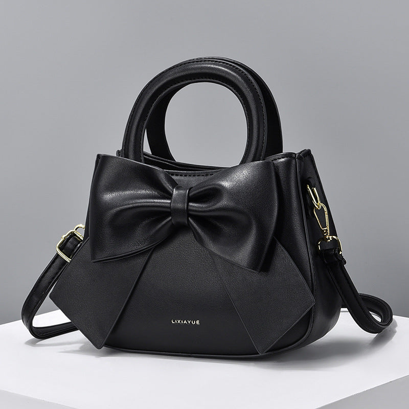 White Leather Handbag with Large Bow Detail | Small Elegant Crossbody Bag