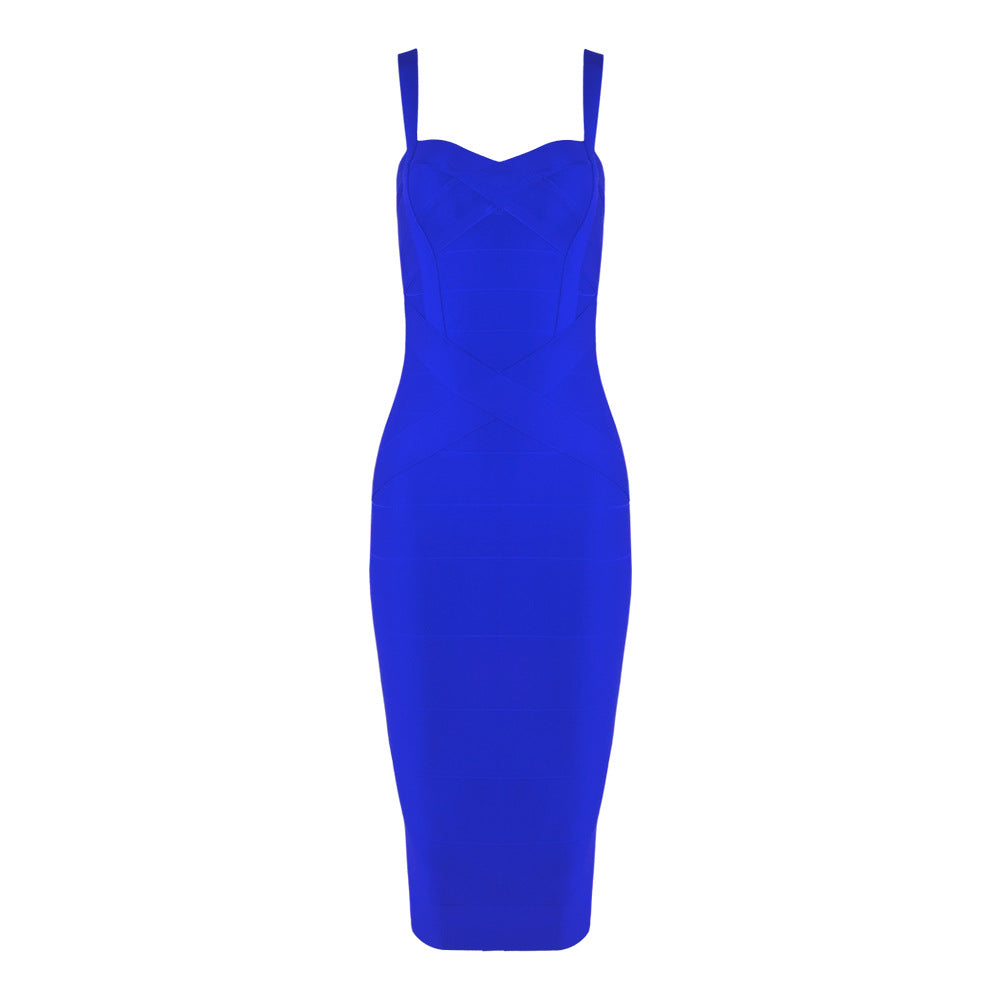 Women's Green Bandage Bodycon Midi Dress | Sweetheart Neck Strappy Sleeveless Club Party Dress | Figure Hugging Evening Wear