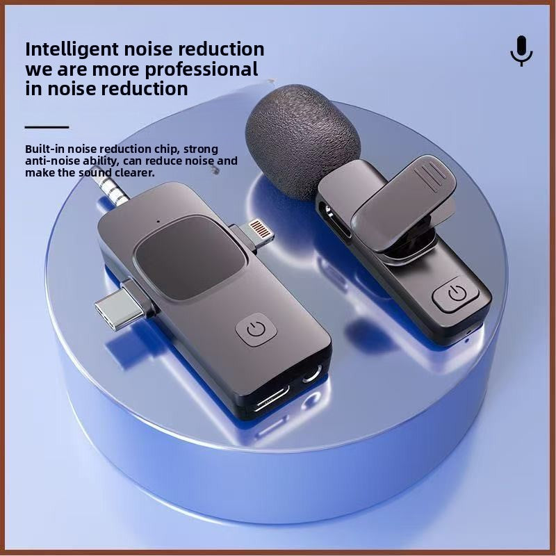K15 Wireless Lavalier Microphone 1-to-2 | Dual Clip-On Mic for iPhone Android & Camera | USB Type-C Lightning 3.5mm Vlogging Mic