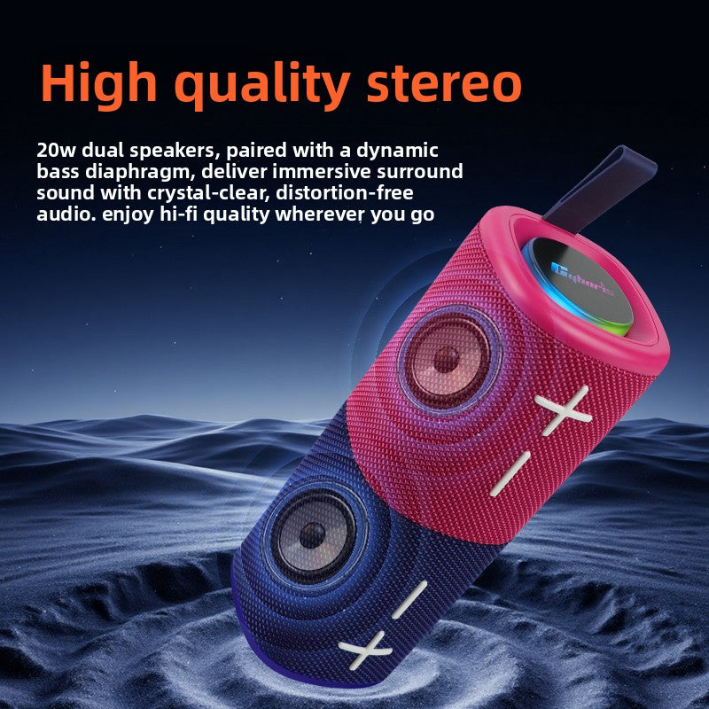 Mini Portable Bluetooth Speaker with RGB LED Light ? 20W Hi-Fi Stereo Deep Bass, IPX Waterproof, TWS Pairing, Wireless Outdoor Speaker in Pink & Navy Blue