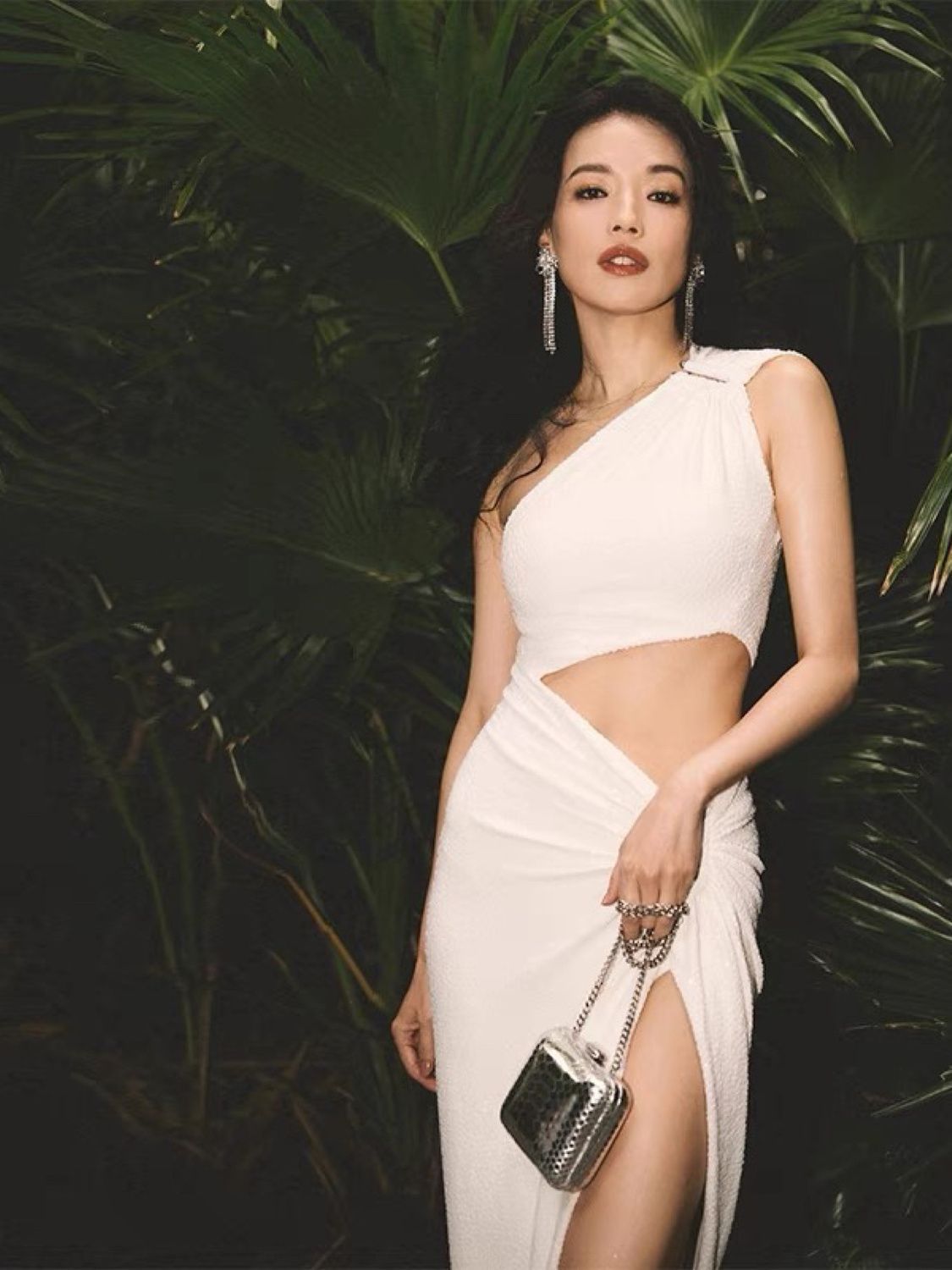 White One Shoulder Crop Top & High Slit Maxi Skirt Set | Elegant Cutout Two Piece Dress | Luxury Resort Evening Outfit Women