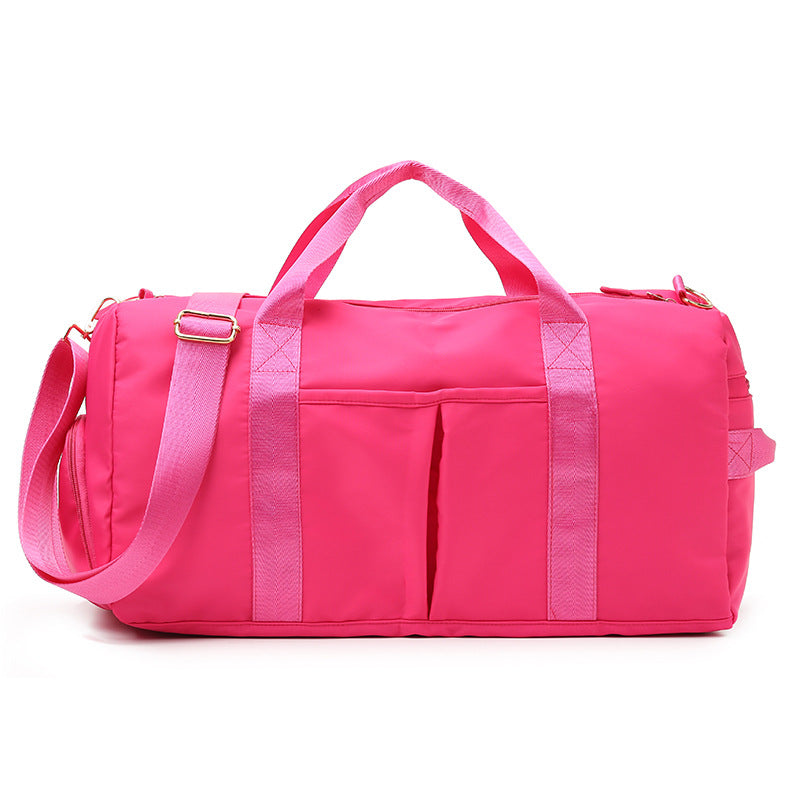 Beige Canvas Gym Duffel Bag - Sports Travel Bag with Shoe Compartment | Yoga Workout Weekender Tote for Women