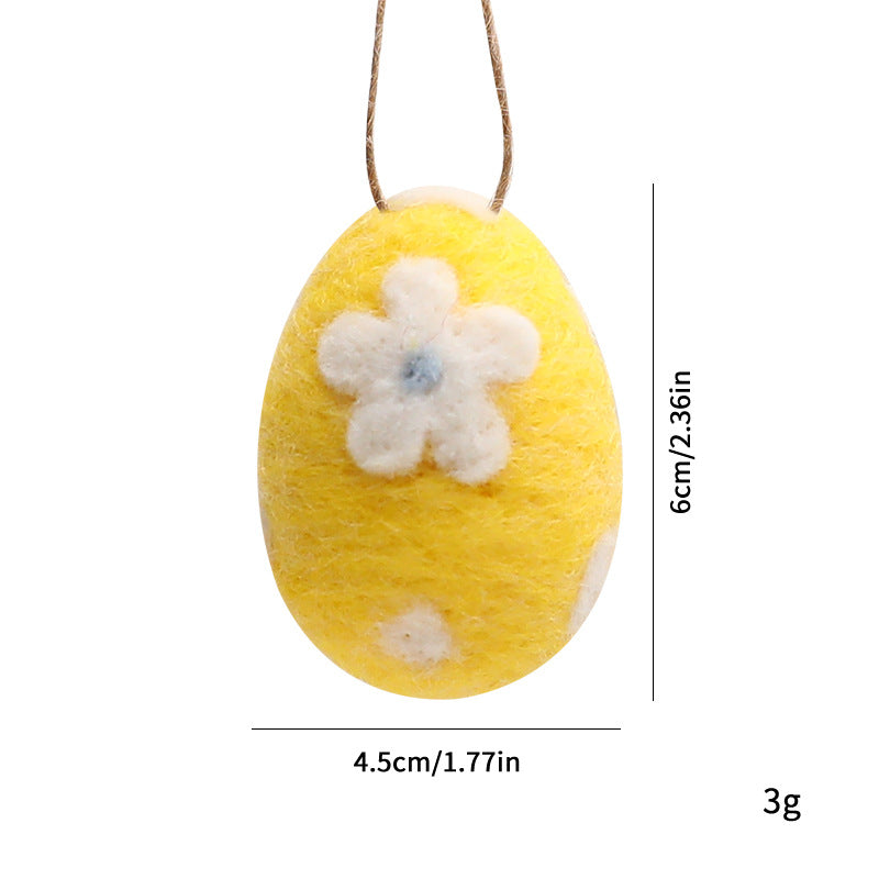 Felt Wool Easter Ornament Set 6pc | Handmade Chick Bee & Flower Egg Hanging Decorations | Spring Tree & Home Decor