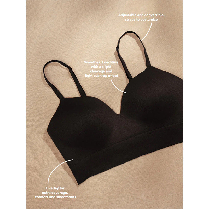 Seamless Wireless Push Up Bra | Women's Smooth V-Shape Comfort Bralette with Adjustable Straps