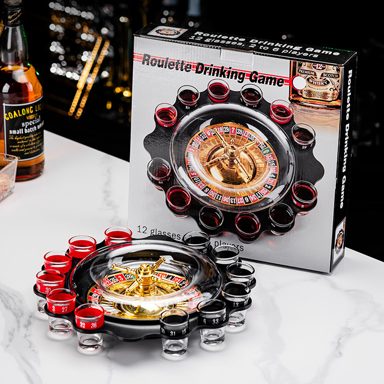 Roulette Drinking Game Set | 12 Shot Glasses Casino Spin the Wheel Party Game for Adults