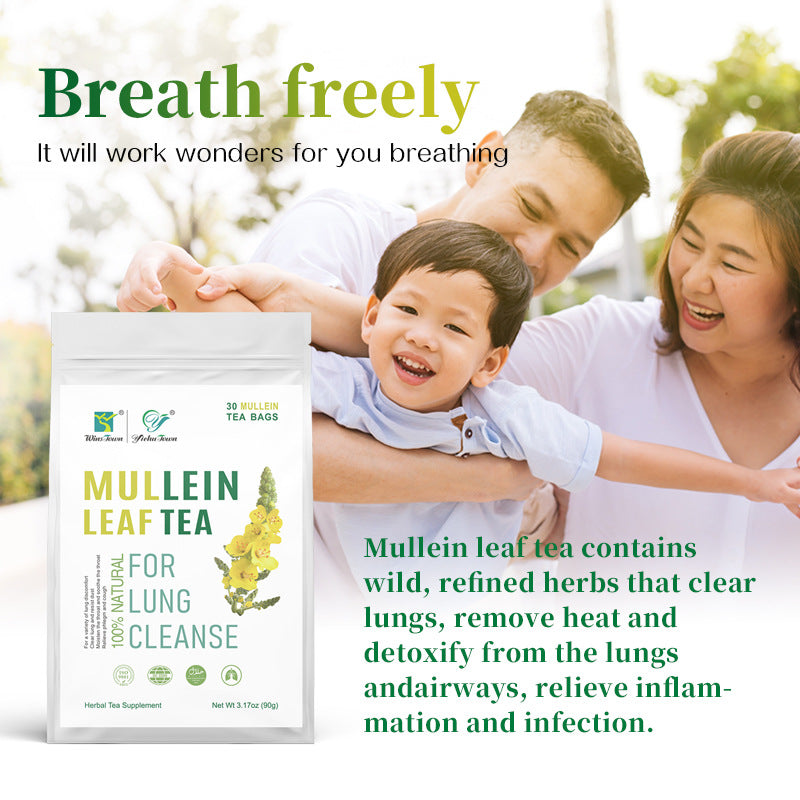 Mullein Leaf Tea for Lung Cleanse | 30 Tea Bags 100% Natural Herbal Tea | Throat Soothing Respiratory Support Supplement