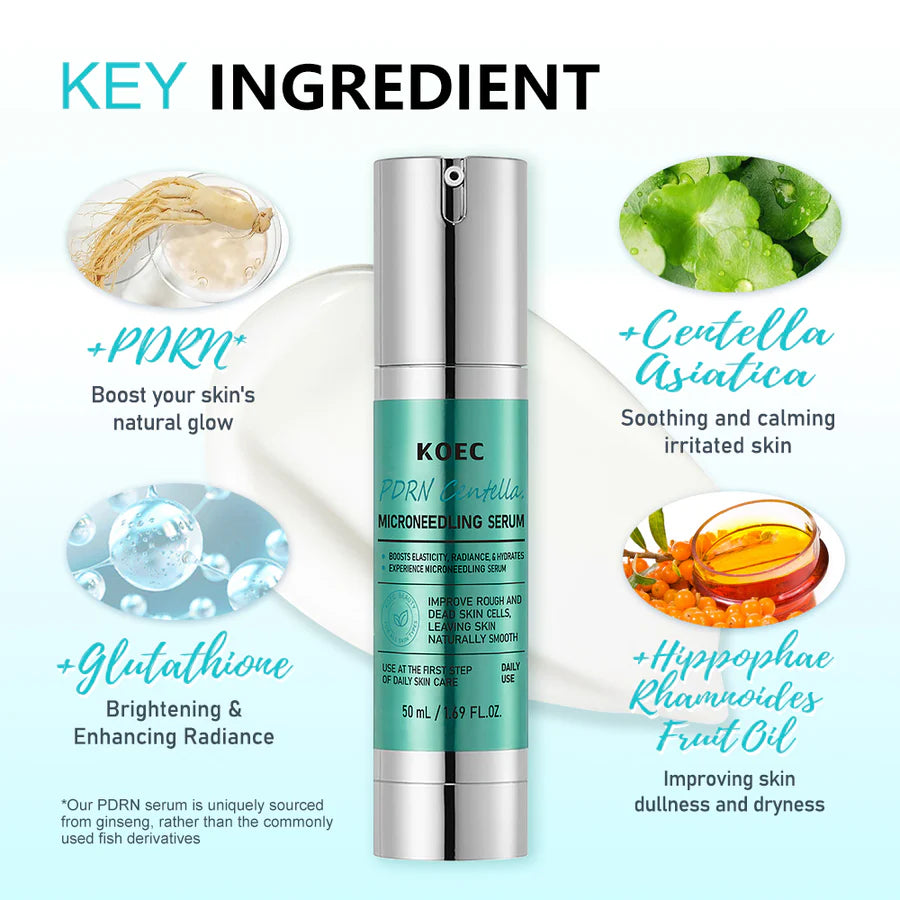 KOEC PDRN Centella Microneedling Serum Set of 2 | Boost Elasticity Radiance & Hydration 50ml