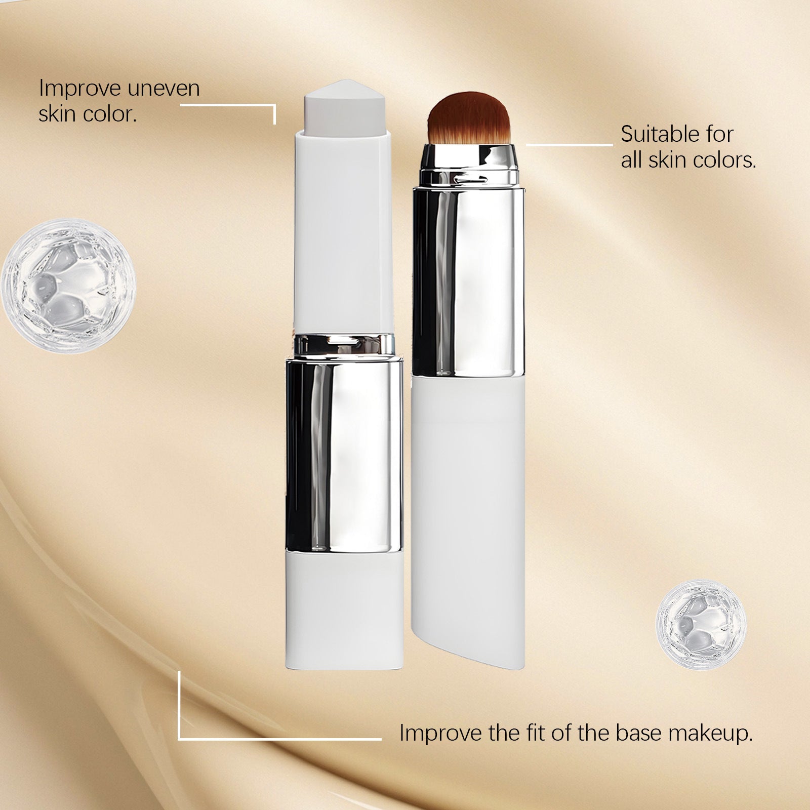Zephoco Color Changing Foundation Stick Natural Shade | 13g Skin Tone Adaptive Foundation Stick with Built-In Brush | Full Coverage Seamless Complexion Makeup for Medium Natural Skin Tones | All Skin Types
