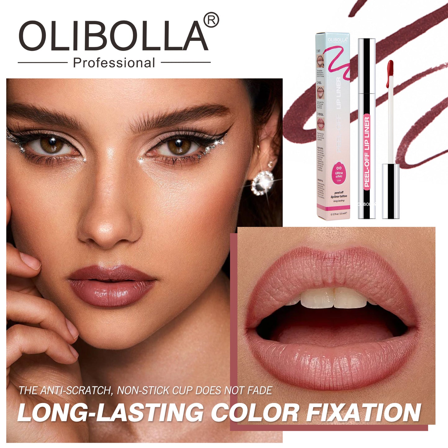OLIBOLLA Professional Peel-Off Lip Liner | 8 Colors | Long Lasting Liquid Lip Liner Pen