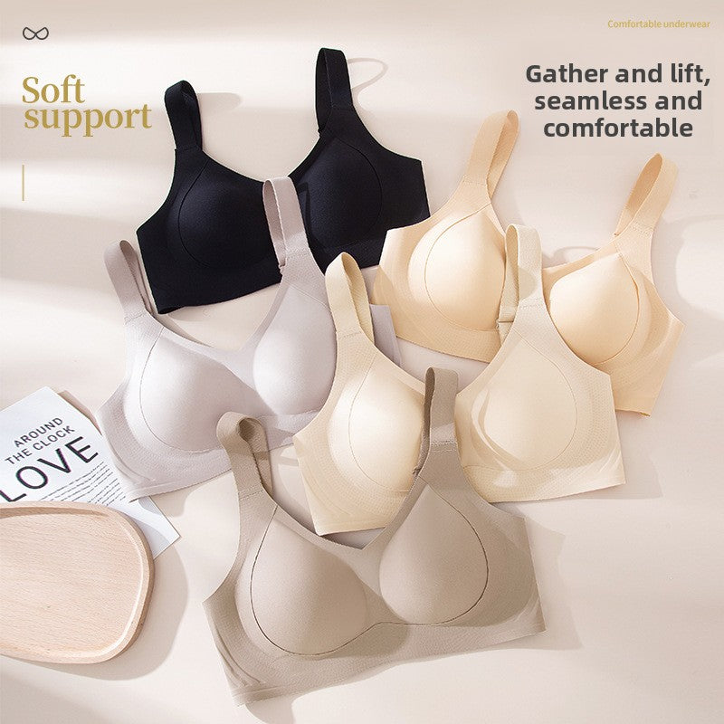 Women's Nude Seamless Wireless Bra with Wide Adjustable Straps, Smooth Molded Cups and Full Coverage Fit
