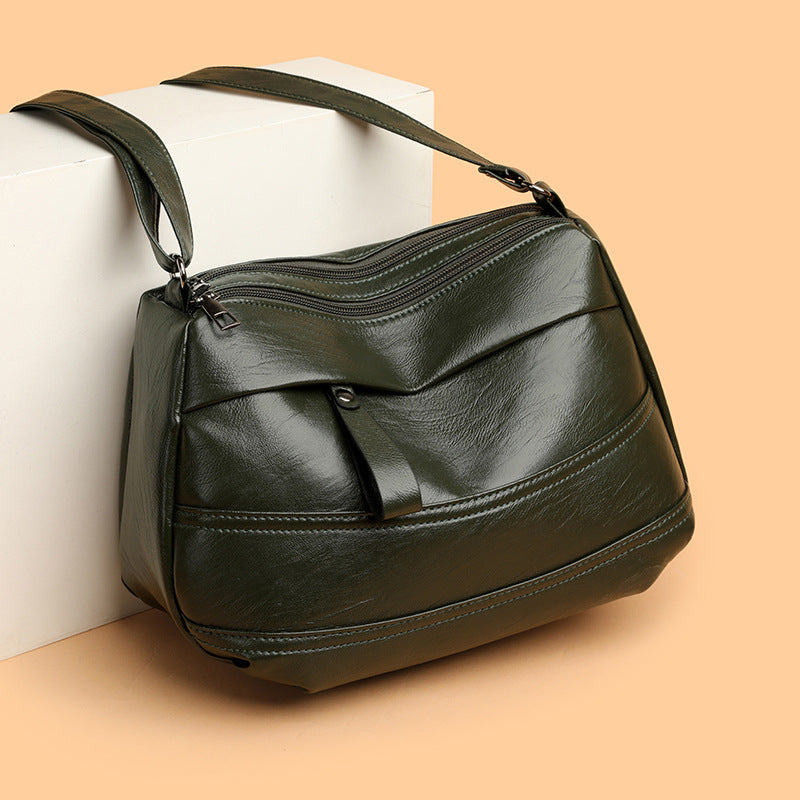 Black Soft Leather Crossbody Bag Quilted Panel Zip Top Adjustable Strap Shoulder Bag | Women Casual Everyday Multi Pocket Hobo Messenger Handbag Purse