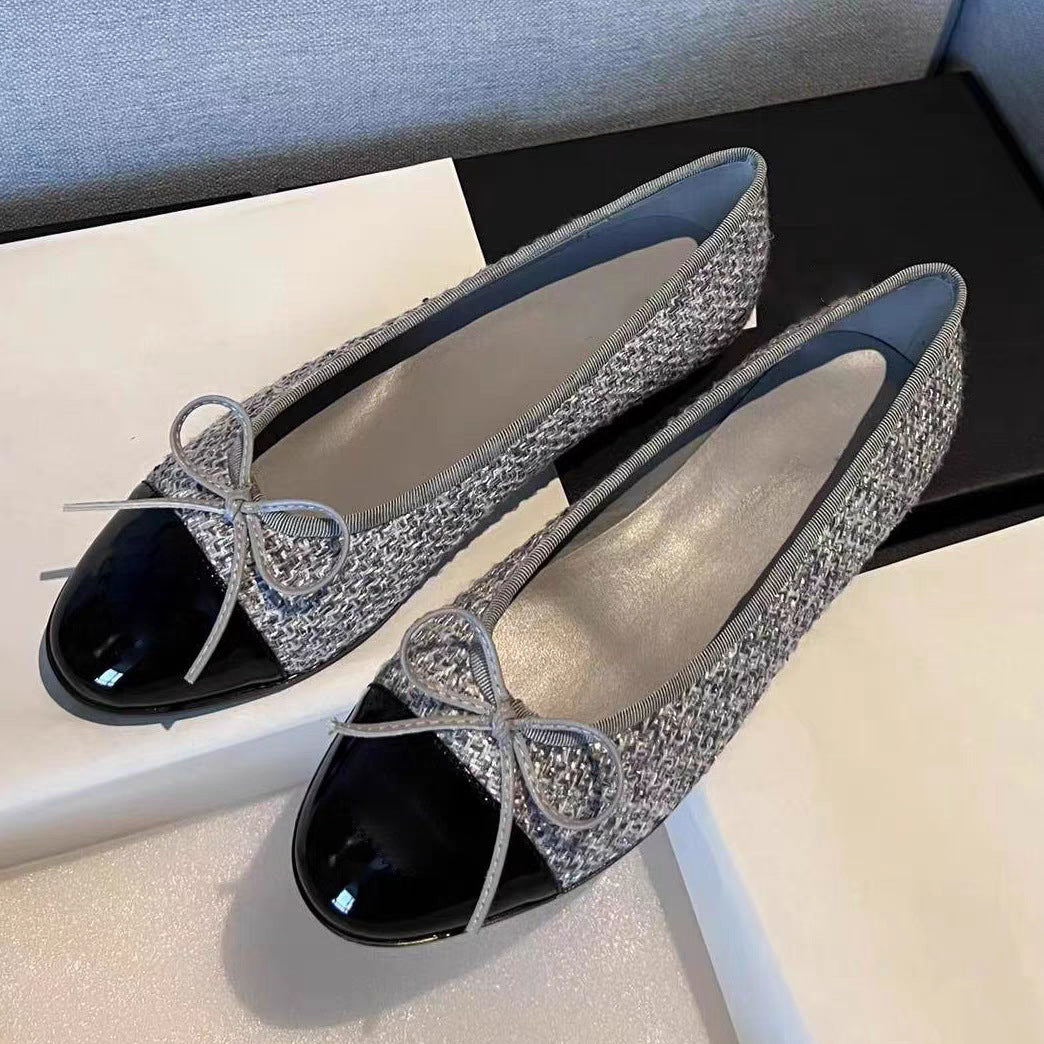 CHANEL Beige & Black Lambskin Ballet Flats | Luxury Flat Shoes for Women
