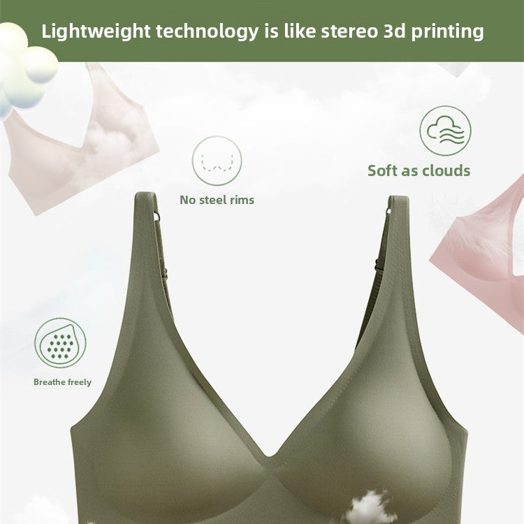 Jelly Glue W Support Wireless Bra | Seamless Deep V Push Up Bralette | No Wire Lift Comfort Bra for Women