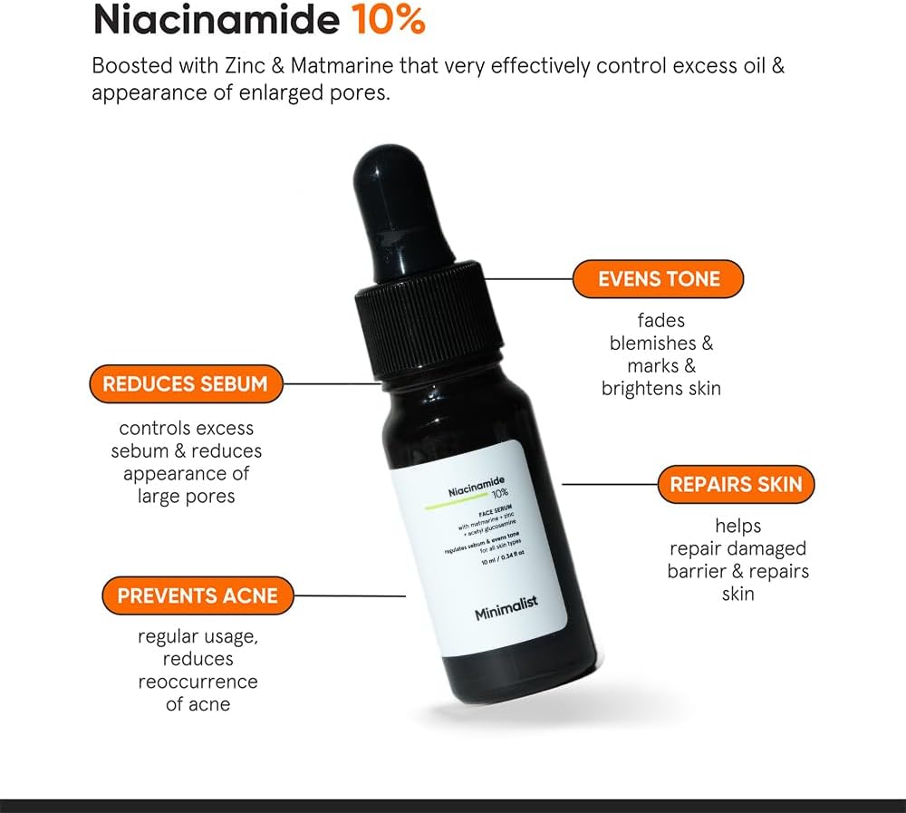 Minimalist Niacinamide 10% Face Serum Set of 3 | Regulates Sebum & Evens Skin Tone | 10ml