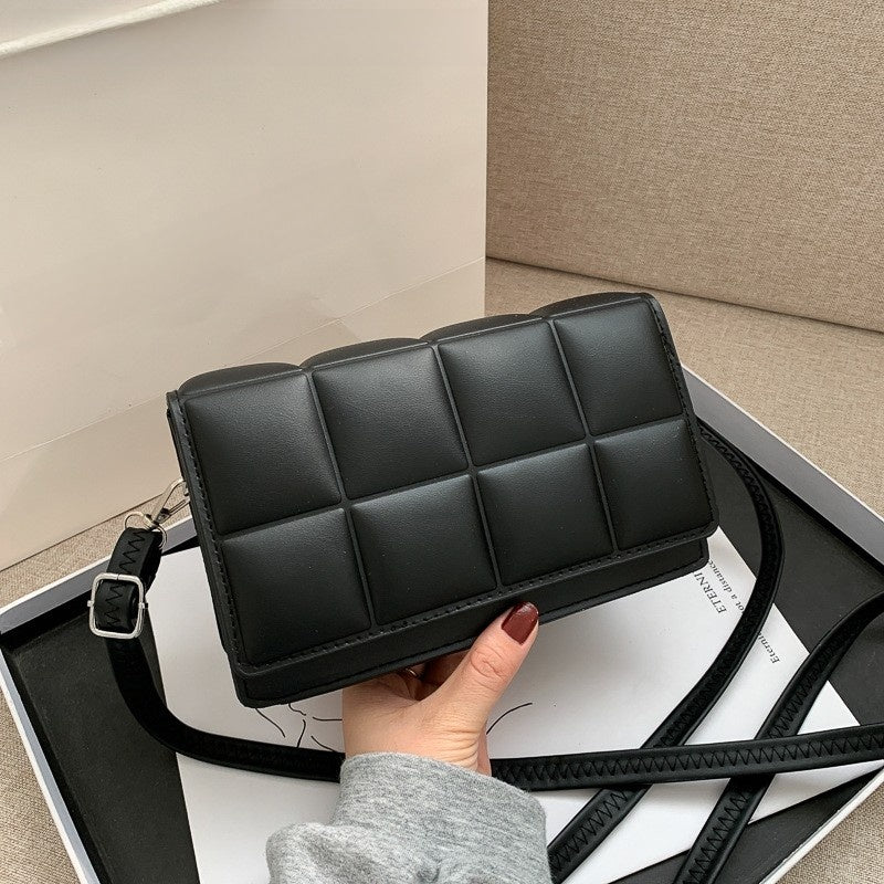Forest Green Padded Leather Crossbody Bag | Quilted Cassette Style Shoulder Bag