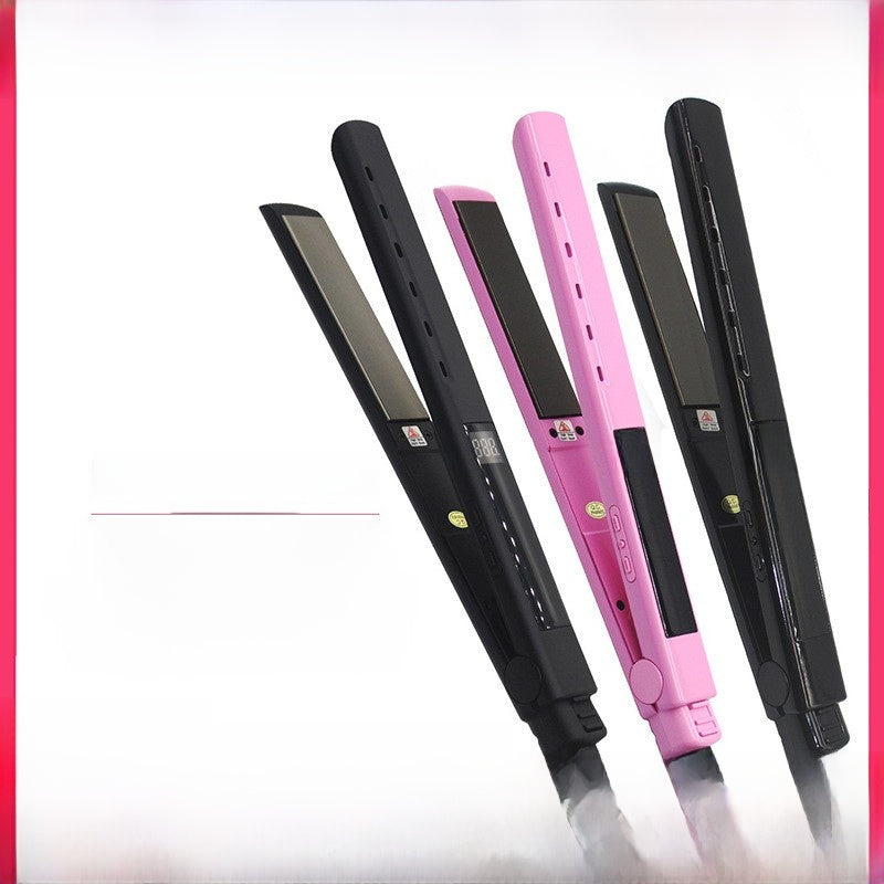 Wide Plate White LCD Digital Flat Iron Hair Straightener | Extra Wide Ceramic Plate Professional Hair Iron with Digital Display | Salon Grade Corded Hair Straightener for Thick Curly Hair