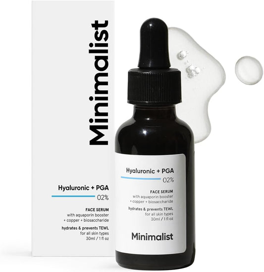 Minimalist Hyaluronsäure + PGA 02% Gesichtsserum 3er-Set | Spendet Feuchtigkeit & verhindert TEWL | 30ml