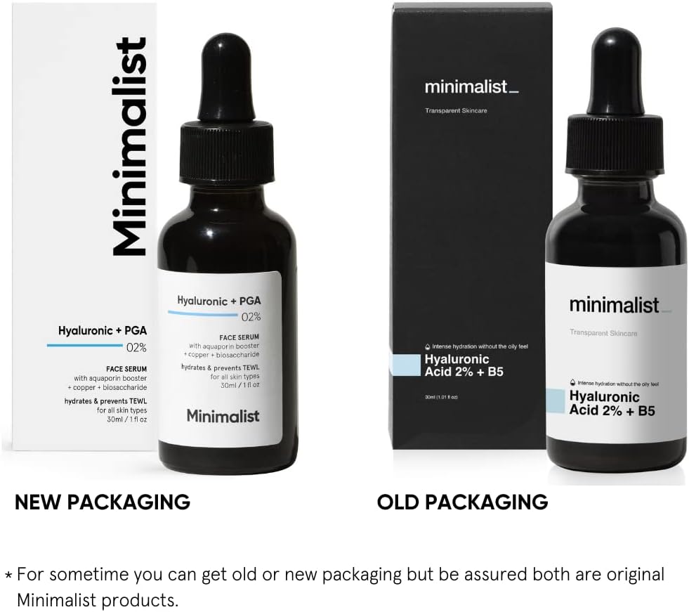 Minimalist Hyaluronic + PGA 02% Face Serum Set of 3 | Hydrates & Prevents TEWL | 30ml