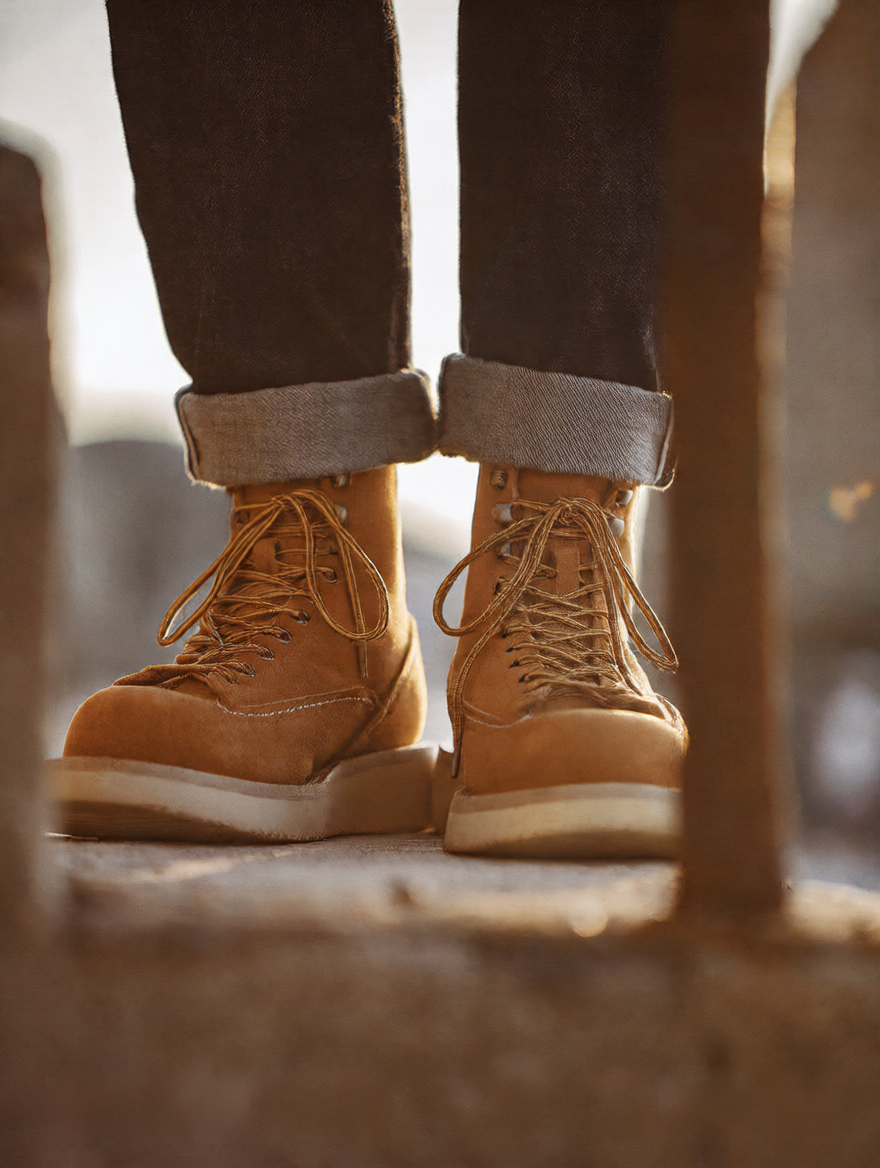Maden Heritage Men's Suede Lace-Up Ankle Boots - Rugged Moc Toe Work Boot with Thick Rubber Sole & Vintage Style