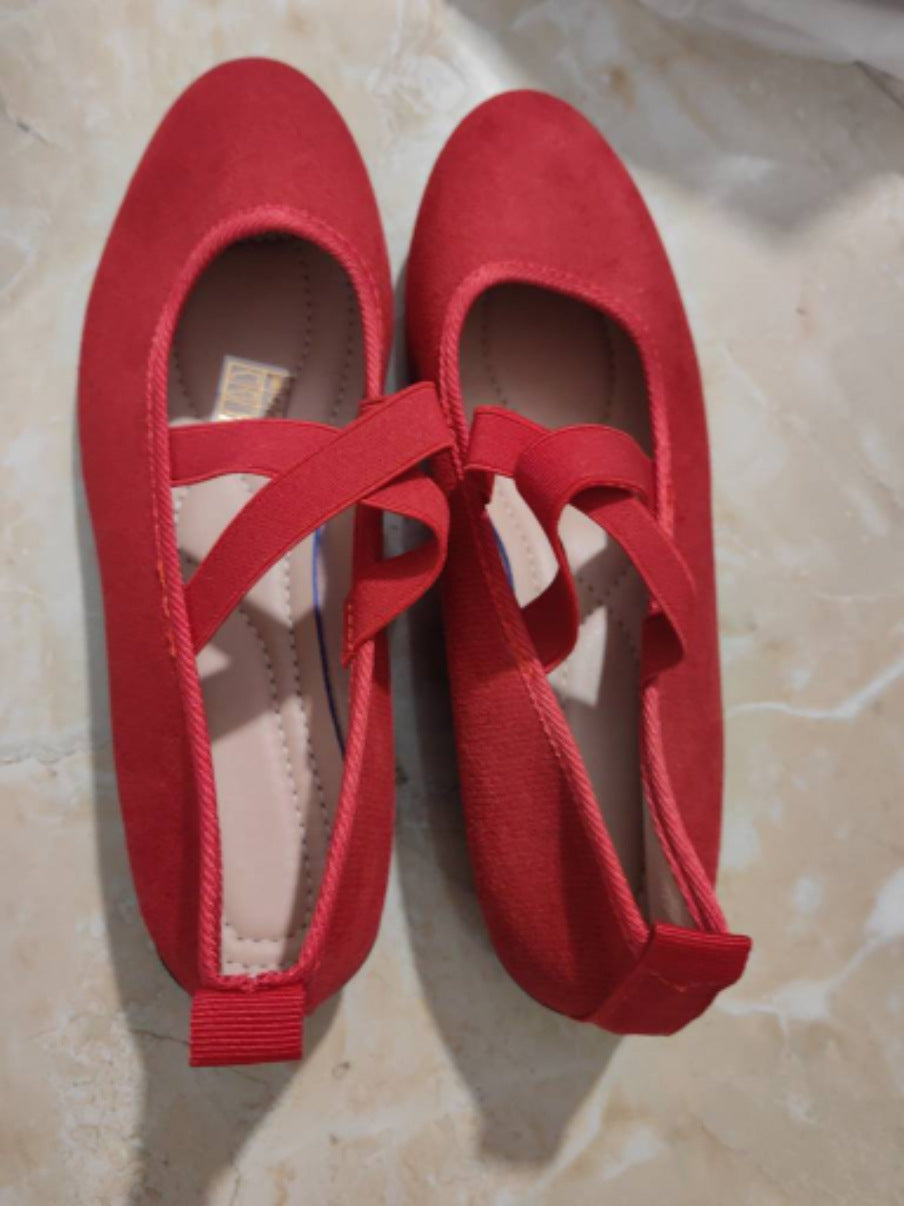 Womens Black Suede Wedge Shoes Cross Elastic Ankle Strap Closed Toe Low Heel Comfortable Slip On Pumps for Casual Office and Formal Wear