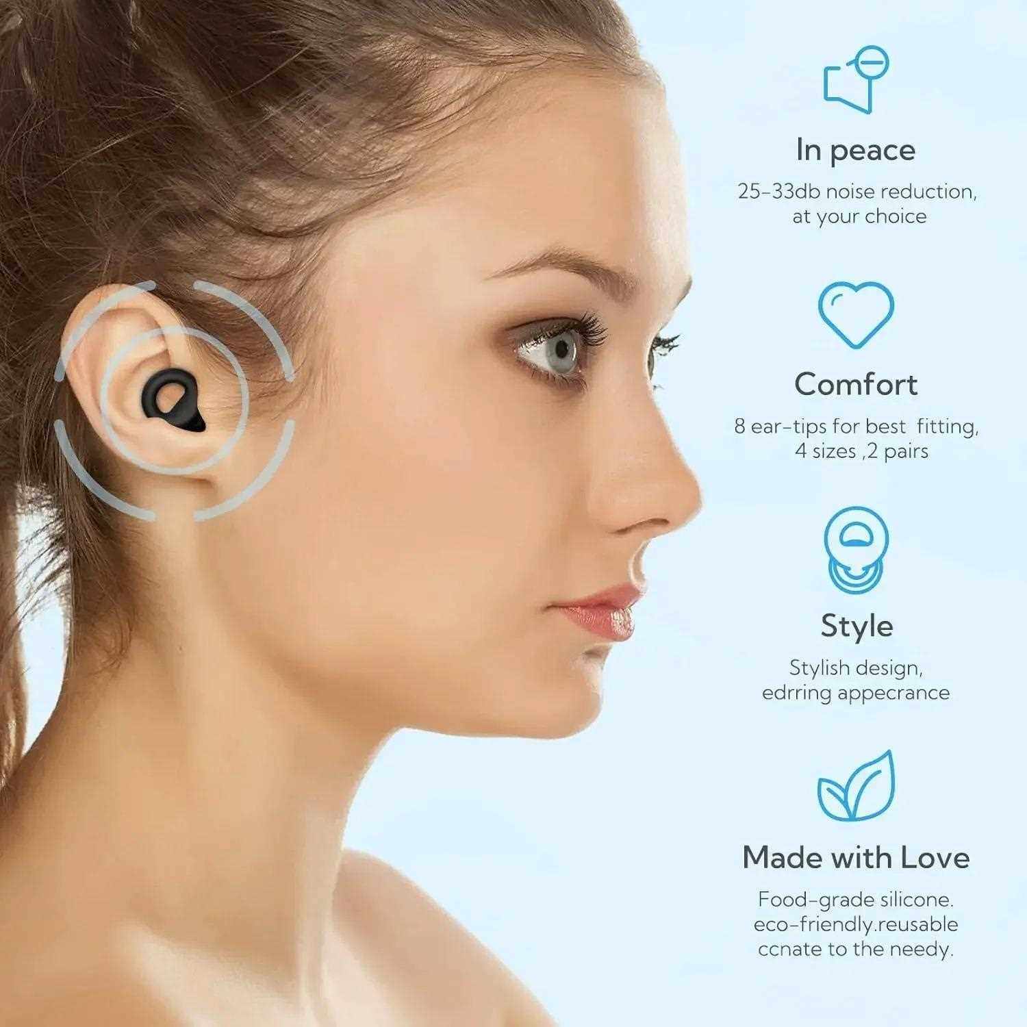 Silicone Ear Tips Replacement for Earbuds | Noise Reducing Ear Plugs | White Pink Black | 3 Pairs Set
