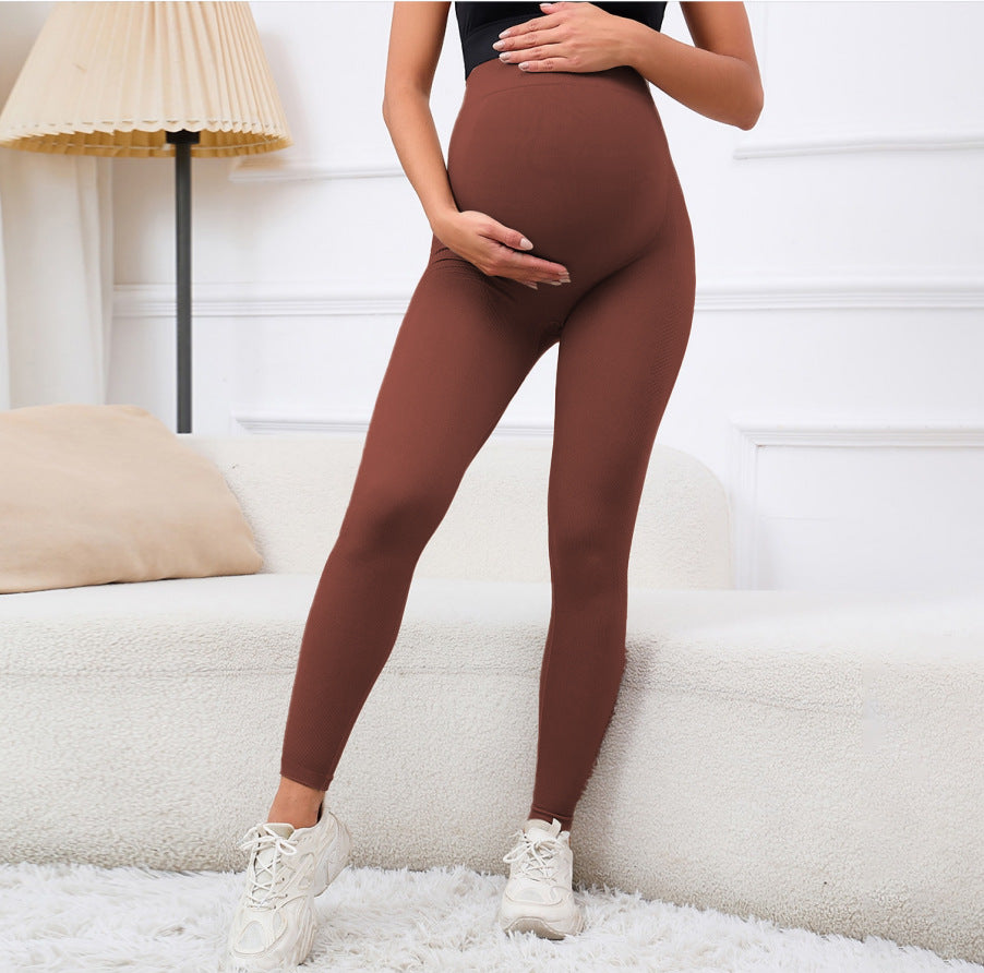 High Waist Maternity Leggings | High Elastic Over Bump Belly Support Pregnancy Pants | Slim Fit Full Length Seamless Maternity Tights | Black All Trimesters