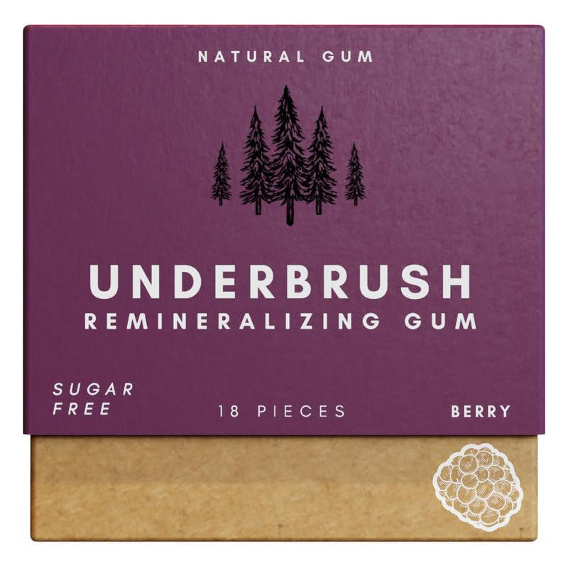 Underbrush Remineralizing Gum - Berry | Natural Sugar-Free Gum | 18 Pieces
