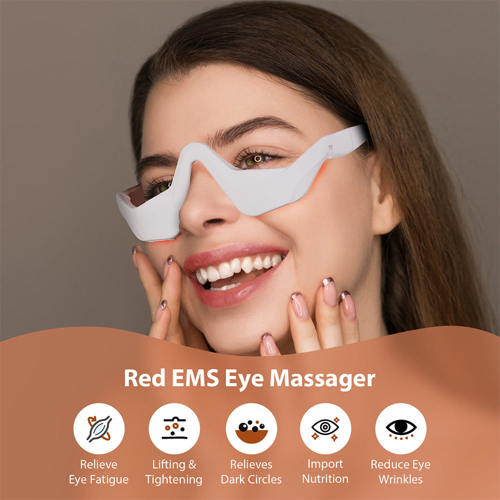 Red Light Eye Massager with EMS & 4 Modes | Anti-Aging Eye Therapy Device for Dark Circles & Puffiness