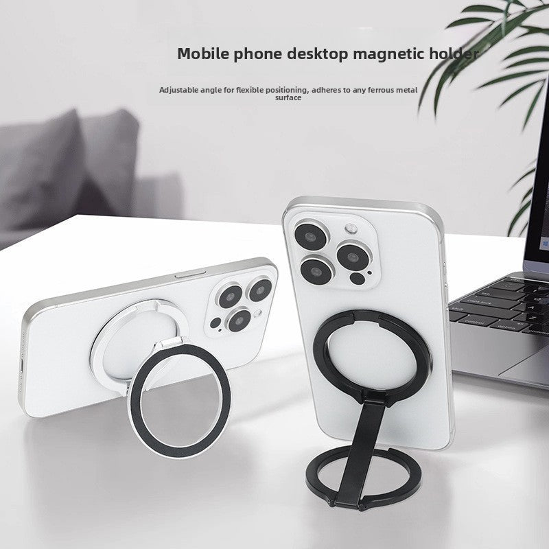 حامل MagSafe المغناطيسي الحلقي | حامل هاتف معدني قابل للطي، دوران 360 درجة، متوافق مع أجهزة iPhone، أسود 