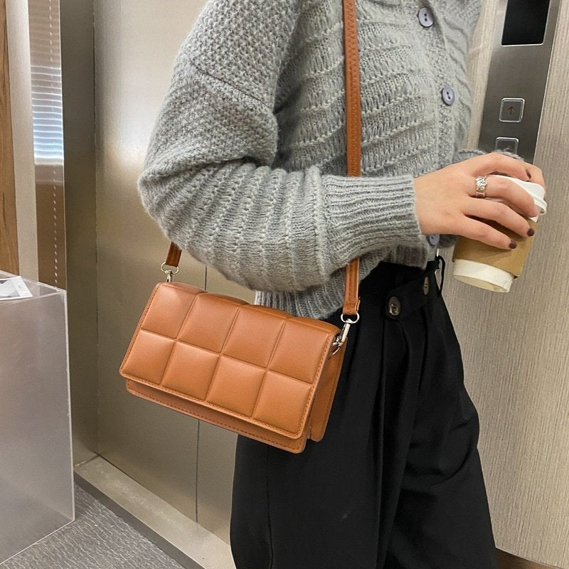 Forest Green Padded Leather Crossbody Bag | Quilted Cassette Style Shoulder Bag
