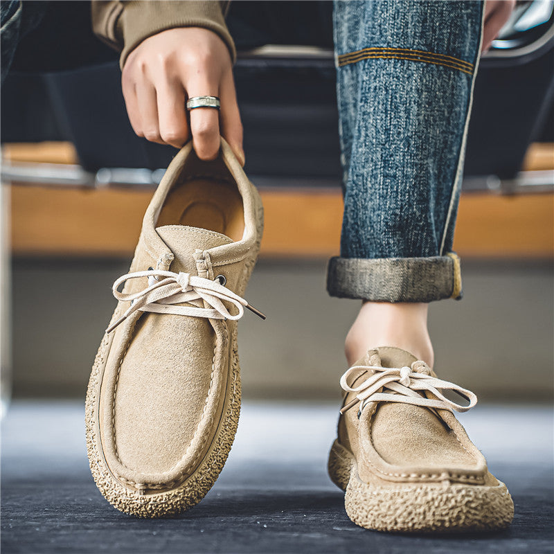 Suede Lace Up Casual Shoes Men Moccasin Wallabee Style Crepe Sole Loafer | Comfortable Everyday Flat Walking Shoes Outdoor Fashion Sneaker