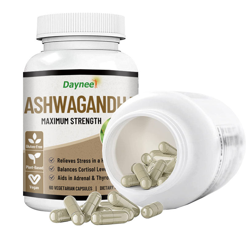 Daynee Ashwagandha Maximum Strength Capsules | Stress Relief, Cortisol Balance & Adrenal Thyroid Support | 60 Vegan Capsules