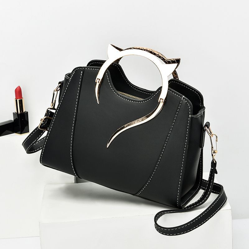 Cream Beige Structured Handbag with Gold Metal Handle | Elegant Crossbody Tote