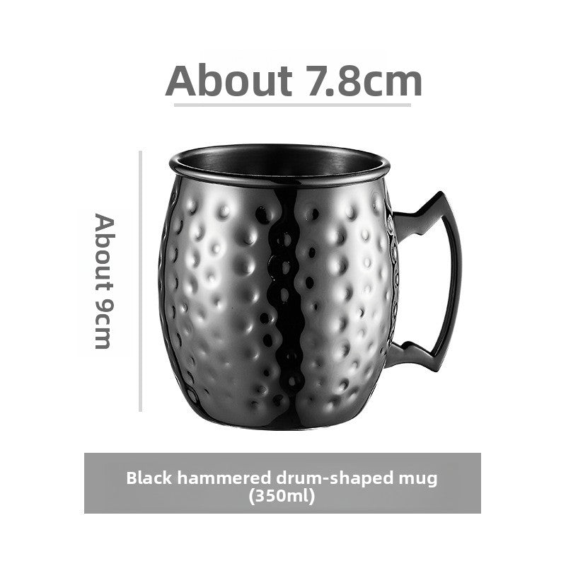 Hammered Moscow Mule Mug | Copper Rose Gold & Black Stainless Steel Cocktail Cup | Premium Bar Drinkware for Home & Party