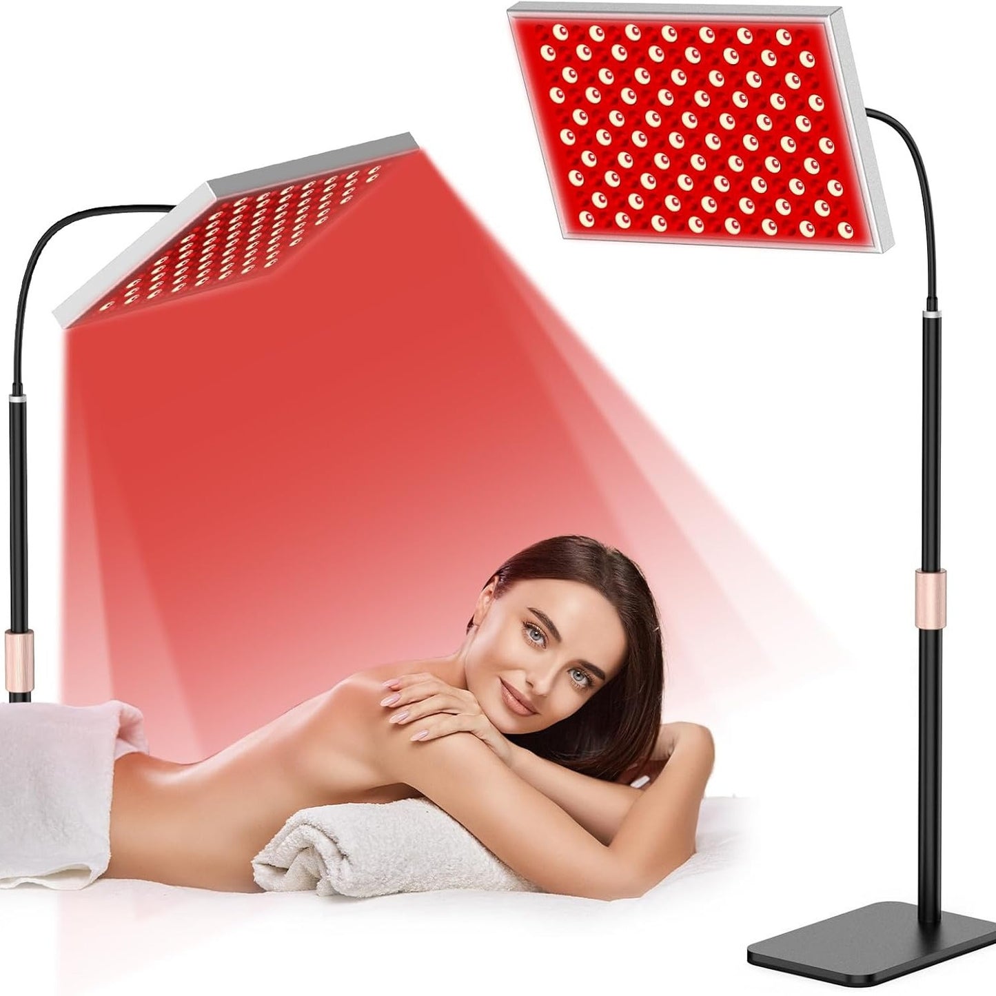 Red Light Therapy Panel with Adjustable Stand Set of 2 Full Body LED Infrared Light Therapy Device for Skin Health Pain Relief and Muscle Recovery