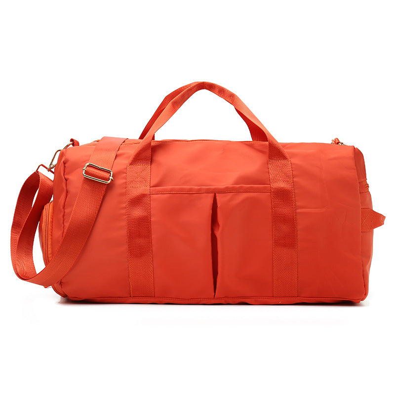 Beige Canvas Gym Duffel Bag - Sports Travel Bag with Shoe Compartment | Yoga Workout Weekender Tote for Women