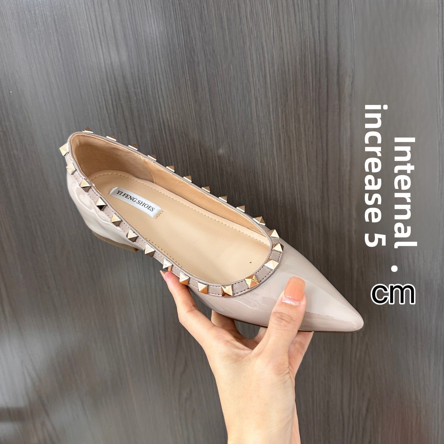 Black Patent Leather Studded Strap Pointed Toe Flats | Women's Rockstud Ballet Slingback Shoes
