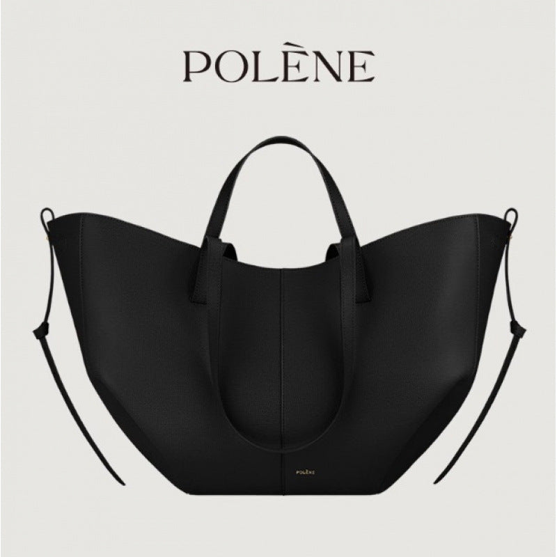 Polene Numero Un Maxi Bag in Marrone Cammello - Autentica Borsa Tote Francese in Pelle | Borsa a Spalla Curva Firmata con Lacci Regolabili