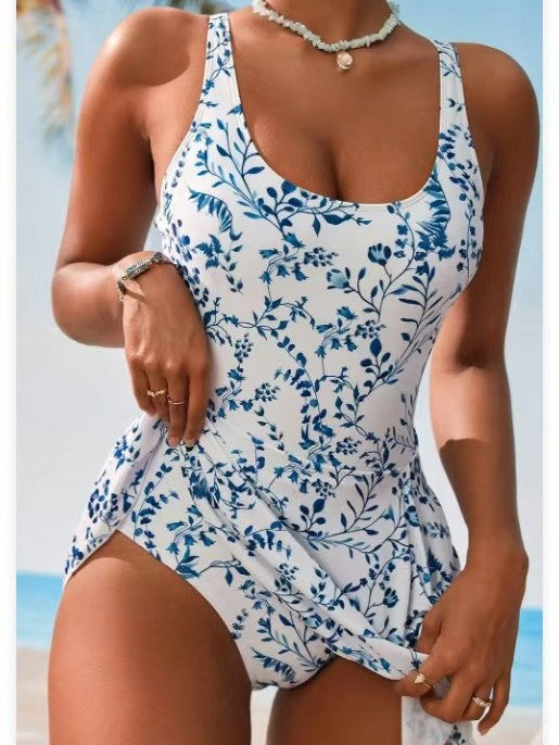 Black Swim Dress | One Piece Swimsuit with Side Tie Skirt | Women's Beach Swimwear