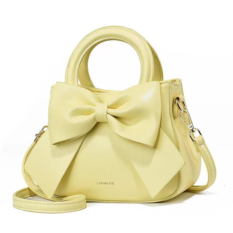 White Leather Handbag with Large Bow Detail | Small Elegant Crossbody Bag
