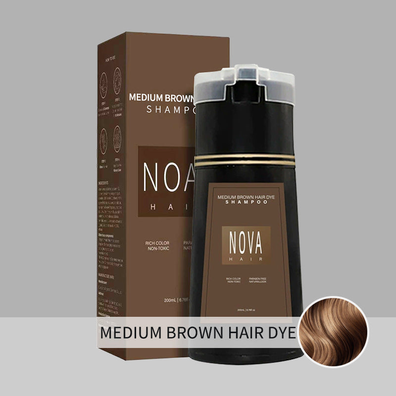 NOAV Haar Dunkelbraun Haarfärbeshampoo 200ml Satter Farbton Parabene-frei Ungiftig Natürlicher Look Grauabdeckung Farbshampoo für Männer und Frauen