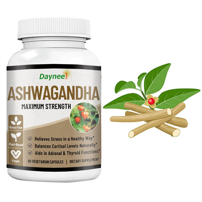 Daynee Ashwagandha Maximum Strength Capsules | Stress Relief, Cortisol Balance & Adrenal Thyroid Support | 60 Vegan Capsules