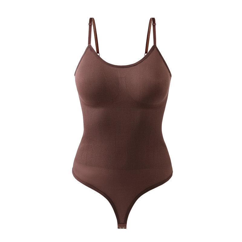 Women's Seamless Sculpting Bodysuit with Chest Pad | Stretch Knit Tummy Control Shapewear with Crotch Opening